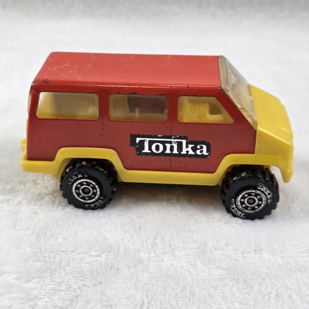 Vintage 1978 Tonka Van Toy Vehicle Red Yellow Made in USA 4 Inch